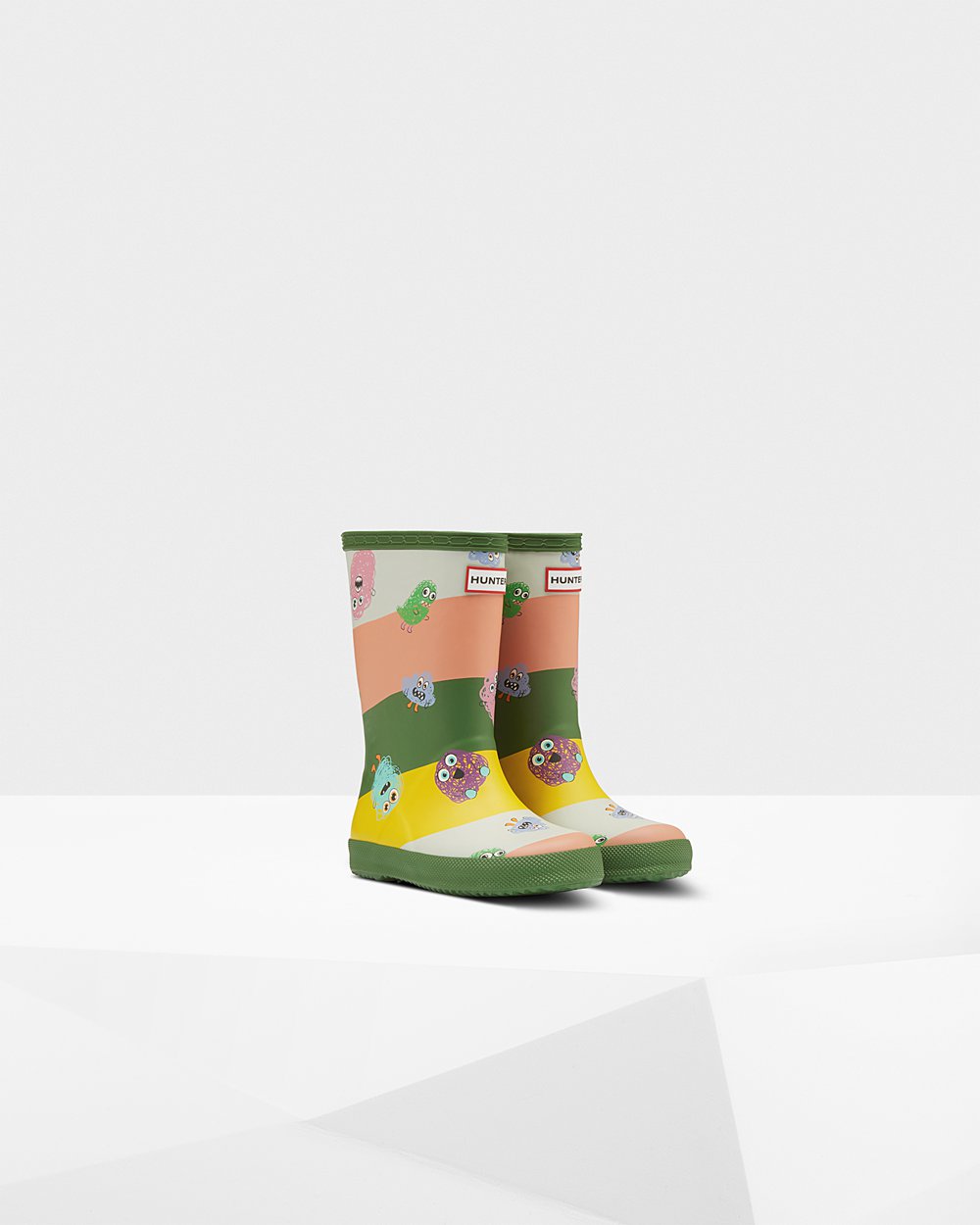 Kids Hunter Original First Classic Scribble Print - Rain Boots Green - 9531-YSTXJ